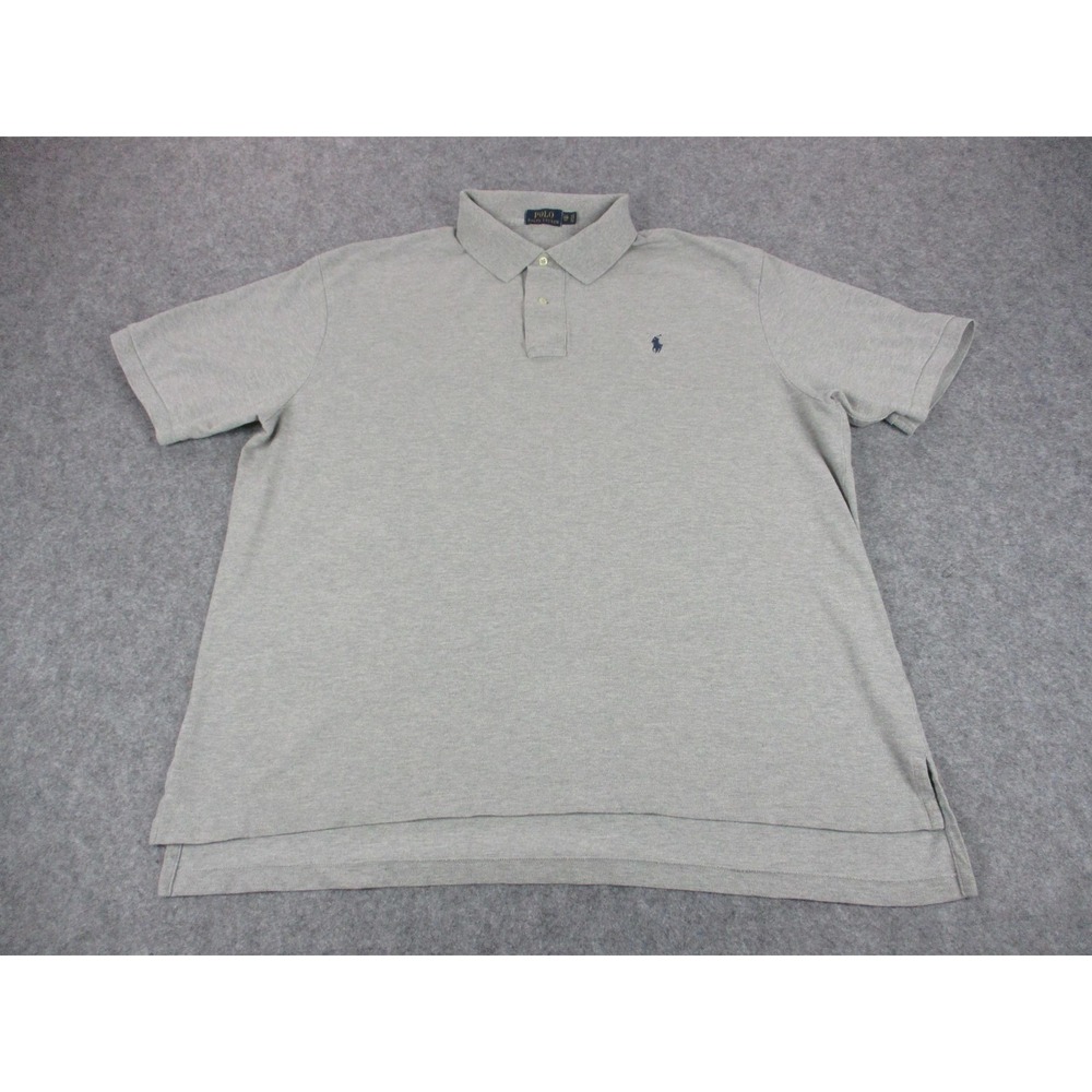 Ralph‎ Lauren Polo Shirt Mens 2XB Big Gray Classic Cotton Short Sleeve Pony Golf